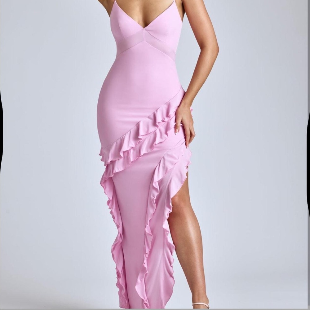 Pink Ruffled Maxi Dress